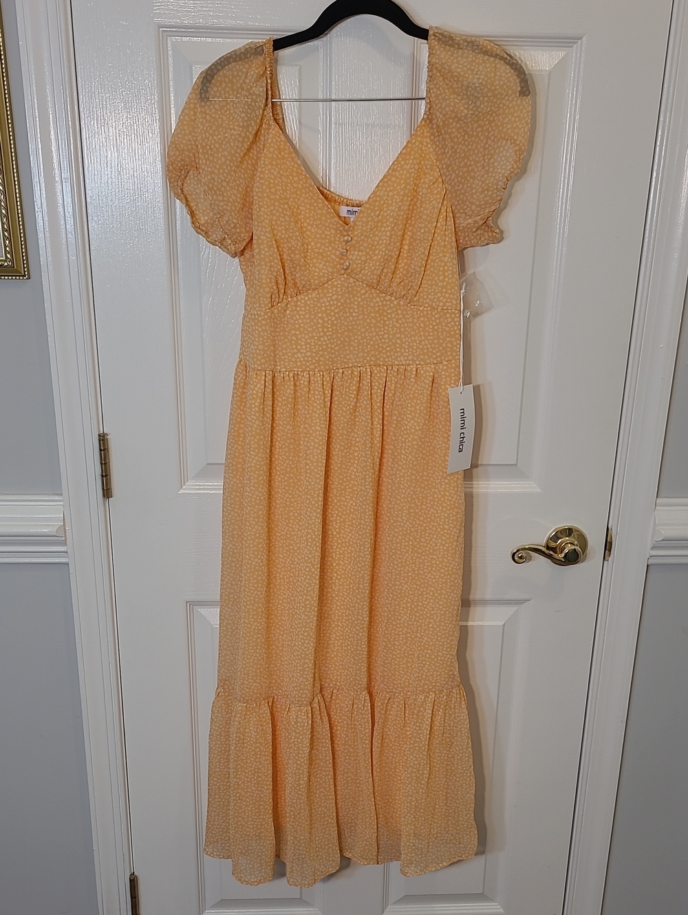 Mimi Chica Yellow Floral Button-Front Dress